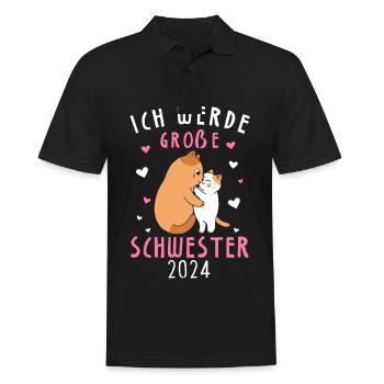 Je vais être une grande sœur en 2024 - Polo Homme - noir - Devant - Kai (181cm)