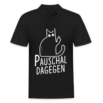 Pauschal Dagegen Katze - Männer Poloshirt - Schwarz - Vorne - Kai (181cm)