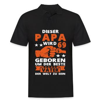 Papa 69 Geburtstag Vater 69 Jahre Spruch - Männer Poloshirt - Schwarz - Vorne - Kai (181cm)