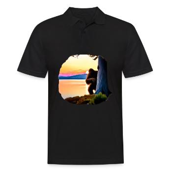 Bigfoot am See im Sonnenuntergang - Männer Poloshirt - Schwarz - Vorne - Kai (181cm)