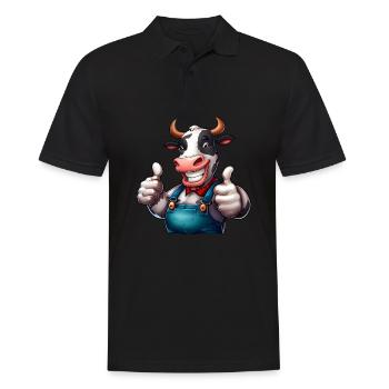 Kuh Bauernhof - Männer Poloshirt - Schwarz - Vorne - Kai (181cm)