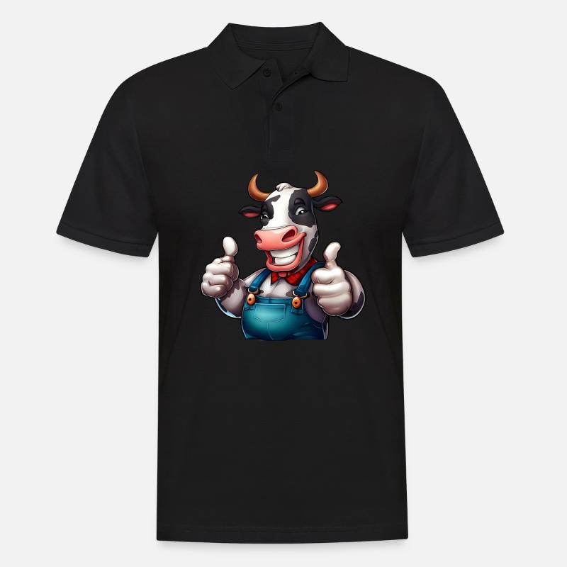Kuh Bauernhof - Männer Poloshirt - Schwarz
