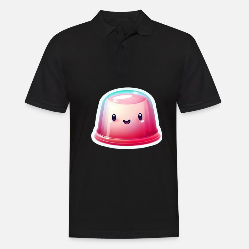 Pudding Wackelpudding Götterspeise Kawaii - Männer Poloshirt - Schwarz