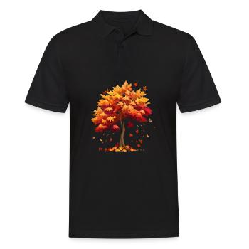 Herbst Herbstblätter fallen vom Baum - Männer Poloshirt - Schwarz - Vorne - Kai (181cm)