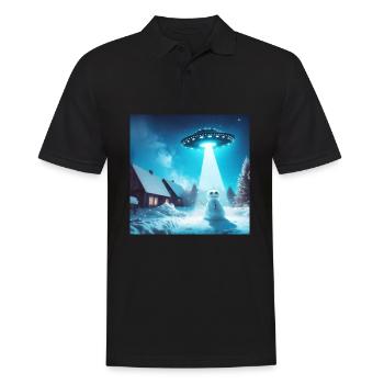 UFO Schneemann Winter Schnee Alien - Männer Poloshirt - Schwarz - Vorne - Kai (181cm)