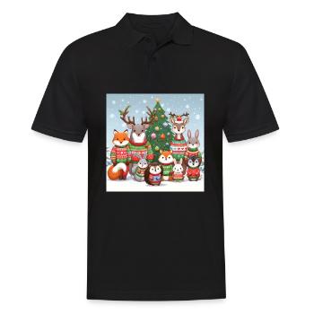 Ugly Christmas Sweater Animals for Christmas - Men's Polo Shirt - black - Front - Kai (181cm)