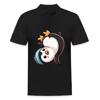 Pinguin Kopfstand Chibi Cartoon Breakdance - Männer Poloshirt - Schwarz - Vorne - Kai (181cm)