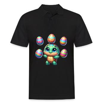 Turtle juggles colorful Easter eggs - Men's Polo Shirt - black - Front - Kai (181cm)