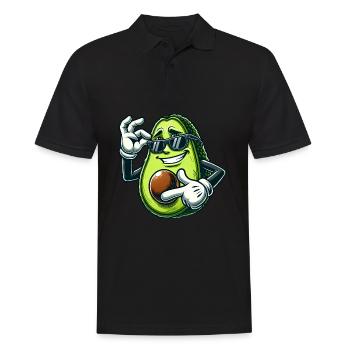 Coole Avocado Veganer Cartoon Comic Sonnenbrille - Männer Poloshirt - Schwarz - Vorne - Kai (181cm)
