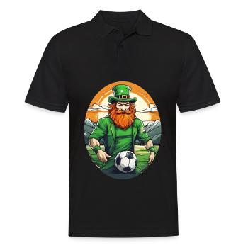 St. Patrick's Day Kleeblatt Fußball - Männer Poloshirt - Schwarz - Vorne - Kai (181cm)