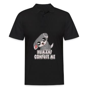 Hundepug-Hündchen-Kopfneigung-niedliche Hunde doglovers neues T-Shirt - Männer Poloshirt - Schwarz - Vorne - Kai (181cm)