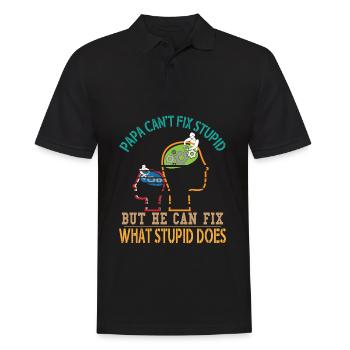 Papa ne peut pas fixer stupide mais il peut fixer - Polo Homme - noir - Devant - Kai (181cm)