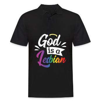 LGBT Gay Pride Lesbian God is a Lesbian - Men's Polo Shirt - black - Front - Kai (181cm)
