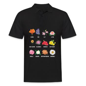 Cadeau de fleuriste graphique de belles fleurs botaniques - Polo Homme - noir - Devant - Kai (181cm)