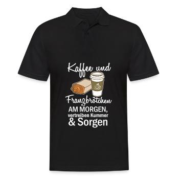Kaffee & Franzbroetchen (Weiss) - Männer Poloshirt - Schwarz - Vorne - Kai (181cm)