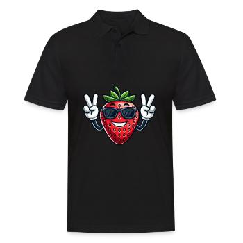 Dessin animé sucré Fraise Paix Fruité - Polo Homme - noir - Devant - Kai (181cm)