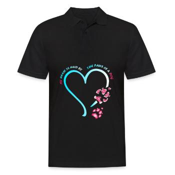 My heart is held by the paws of a dog - Men's Polo Shirt - black - Front - Kai (181cm)