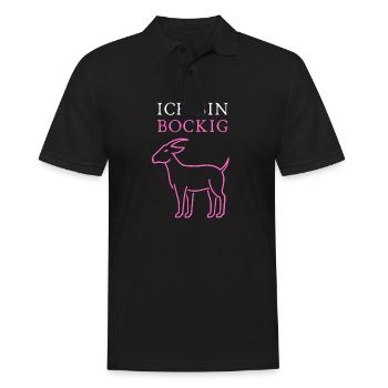 Ich bin BOCKIG! - Männer Poloshirt - Schwarz - Vorne - Kai (181cm)