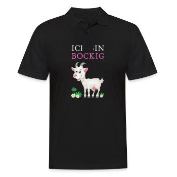 Ich bin BOCKIG! - Männer Poloshirt - Schwarz - Vorne - Kai (181cm)