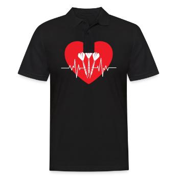 DART HERZ LIEBE HERZSCHLAG FÜR DARTS - Männer Poloshirt - Schwarz - Vorne - Kai (181cm)