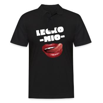 LECKO MIO - DAS LUSTIGE ZUNGEN SPRUCH MOTIV - Männer Poloshirt - Schwarz - Vorne - Kai (181cm)