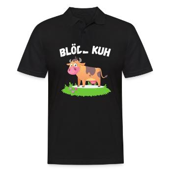 BLÖDE KUH - LUSTIGES FUN DESIGN MIT DOOFER KUH - Männer Poloshirt - Schwarz - Vorne - Kai (181cm)