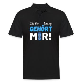 DIE FERNBEDIENUNG GEHÖRT MIR !! WITZIGS FUN DESIGN - Männer Poloshirt - Schwarz - Vorne - Kai (181cm)