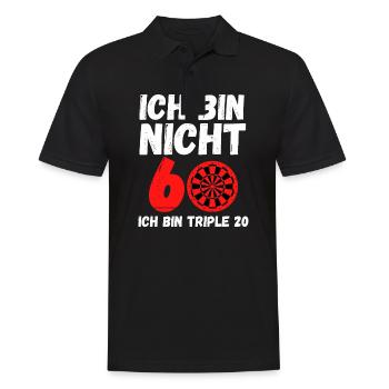 ICH BIN NICHT 60 - ICH BIN TRIPLE 20!! COOLES DART - Männer Poloshirt - Schwarz - Vorne - Kai (181cm)