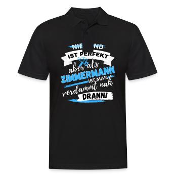 LUSTIGES ZIMMERMANN SPRUCH MOTIV FÜR DIE ARBEIT - Männer Poloshirt - Schwarz - Vorne - Kai (181cm)
