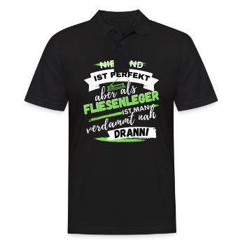 LUSTIGES FLIESENLEGER SPRUCH DESIGN ALS GESCHENK - Männer Poloshirt - Schwarz - Vorne - Kai (181cm)