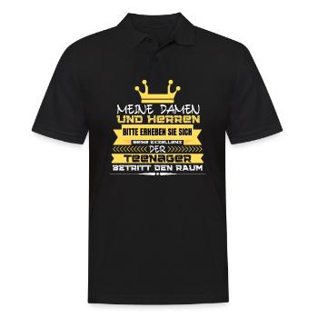 Erheben Sie Sich - der TEENAGER - kommt! Geschenk - Männer Poloshirt - Schwarz - Vorne - Kai (181cm)