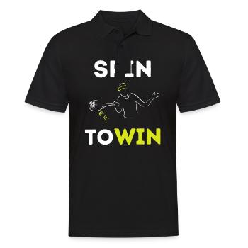 lustiger SPIN TO WIN Tennisspieler Tennis Spruch - Männer Poloshirt - Schwarz - Vorne - Kai (181cm)