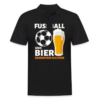 FUSSBALL & BIER - LUSTIGER FUSSBALLER SPRUCH - Männer Poloshirt - Schwarz - Vorne - Kai (181cm)