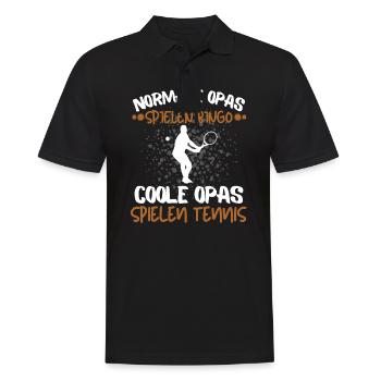 COOLE OPAS SPIELEN TENNIS! - Männer Poloshirt - Schwarz - Vorne - Kai (181cm)