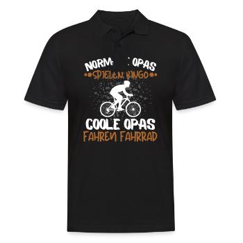 COOLE OPAS FAHREN FAHRRAD - RADTOUR SPRUCH DESIGN - Männer Poloshirt - Schwarz - Vorne - Kai (181cm)