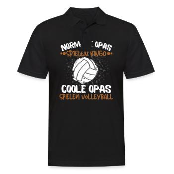 COOLE OPAS SPIELEN VOLLEYBALL - RENTNER VOLLEYBALL - Männer Poloshirt - Schwarz - Vorne - Kai (181cm)