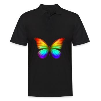 Rainbow Butterfly Colorful Nature Design - Men's Polo Shirt - black - Front - Kai (181cm)