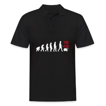 EVOLUTION WITZIG LUSTIG - Männer Poloshirt - Schwarz - Vorne - Kai (181cm)