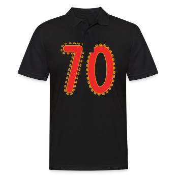 70. 70 JAHRE. 70. JAHRESTAG. 70-JÄHRIGES JUBILÄUM. - Männer Poloshirt - Schwarz - Vorne - Kai (181cm)