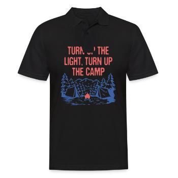 Turn Up the Camp Light Wildlife Camping Outdoor - Männer Poloshirt - Schwarz - Vorne - Kai (181cm)