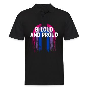 Bi Bruyant et fier Bisexuel Citation Motivationnelle Bi - Polo Homme - noir - Devant - Kai (181cm)