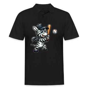 Joueur de baseball zèbre - rayures, vitesse - Polo Homme - noir - Devant - Kai (181cm)