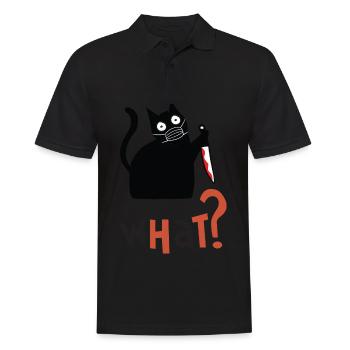 Cat What Black Cat Shirt Murderous Cat With Knife - Männer Poloshirt - Schwarz - Vorne - Kai (181cm)