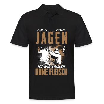 Leben Ohne Jagen Grillen Ohne Fleisch Jäger - Männer Poloshirt - Schwarz - Vorne - Kai (181cm)