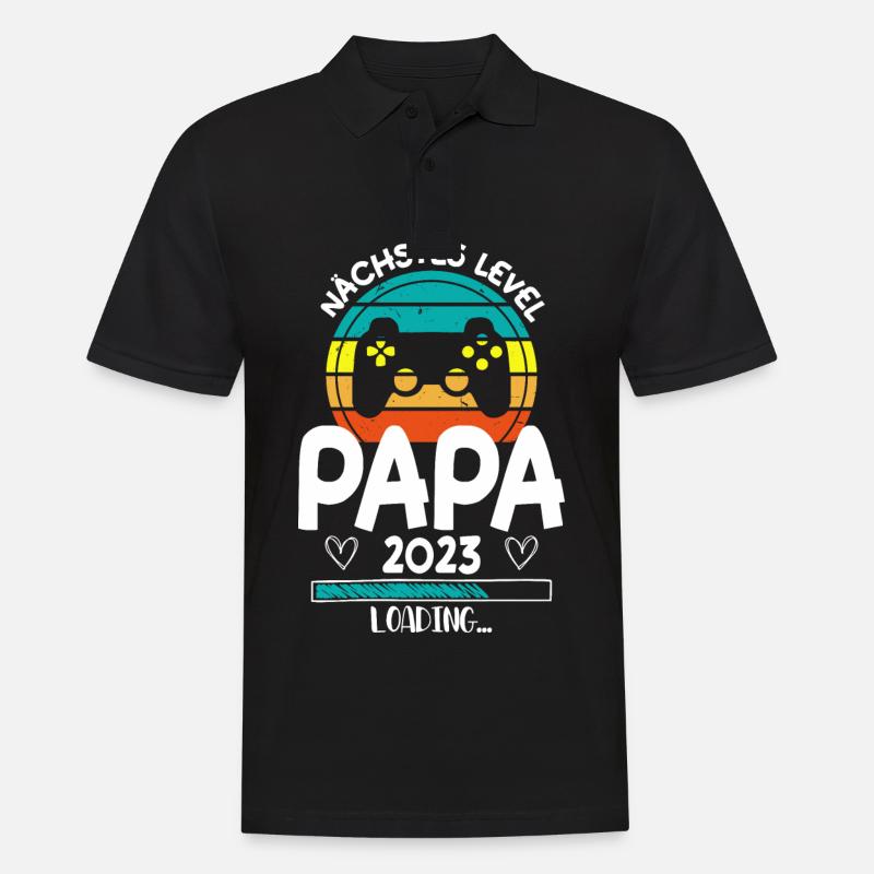 Papa Level Loading - Männer Poloshirt - Schwarz