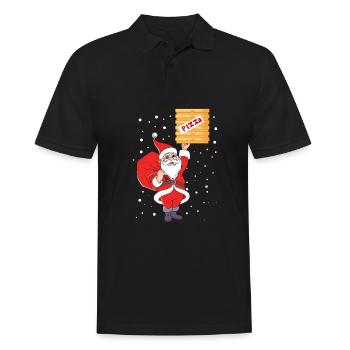 Père Noël Noël Santa Claus XMAS Pizza - Polo Homme - noir - Devant - Kai (181cm)