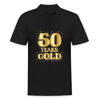 Anniversaire 50 Years gOLD anniversaire rond - Polo Homme - noir - Devant - Kai (181cm)