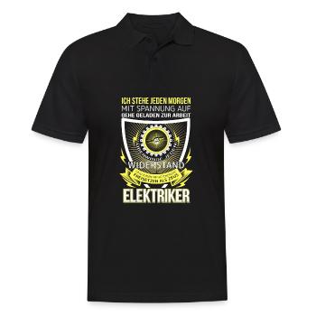 Elektriker Ich stehe jeden morgen mit Spannung auf - Männer Poloshirt - Schwarz - Vorne - Kai (181cm)