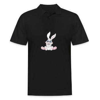 Funny Rabbit Cool Nerd Rabbit with Glasses - Men's Polo Shirt - black - Front - Kai (181cm)