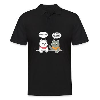 Katzen Sprüche T-Shirt Wer ist das? Das ist ein - Männer Poloshirt - Schwarz - Vorne - Kai (181cm)